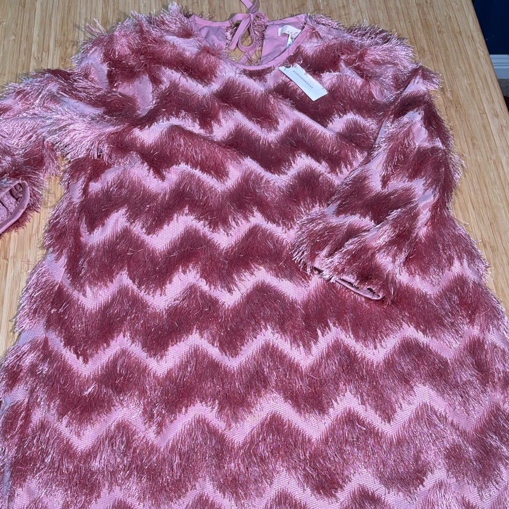 Hutch Pink Chevron Fuzzy Mini Dress